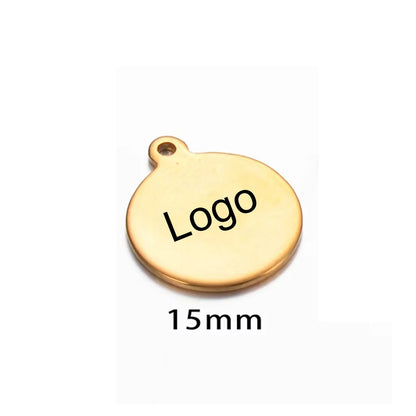 10-50pcs Stainless Steel Circle Round Tag Laser Engraved Logo Name Tail Chain Label for DIY Customize Jewelry Making