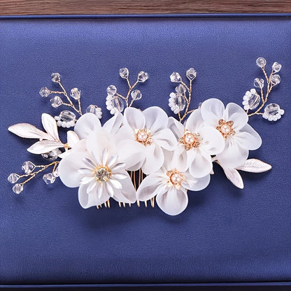 Golden Crystal Pearl Hair Comb Headband Hairband For Women Party Bridal Wedding Hair Accessories Jewelry Comb Headband Hairband