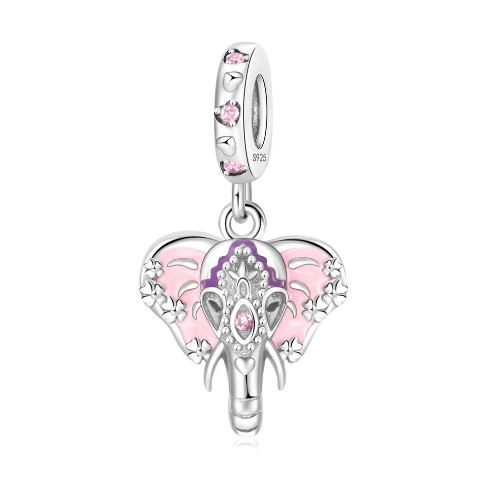 2025 New Silver Plated Elephant, Wombat, Kitten, Bear Dangle Charm Fit Pan Bracelet Bead DIY Women Cute Pet Serise Jewelry Gift