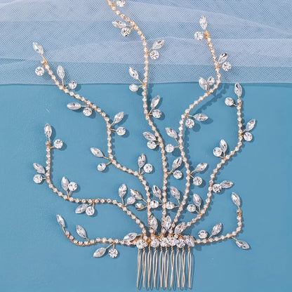 Golden Crystal Pearl Hair Comb Headband Hairband For Women Party Bridal Wedding Hair Accessories Jewelry Comb Headband Hairband