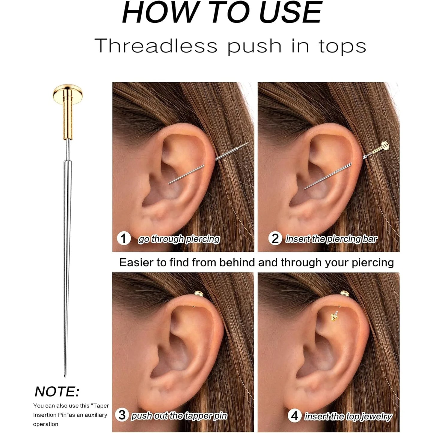 Bobisty 20G Flat Back Studs Earrings for Women Men 14K Gold Plated Push-in Cartilage Helix Tragus Nose Piercing Jewelry