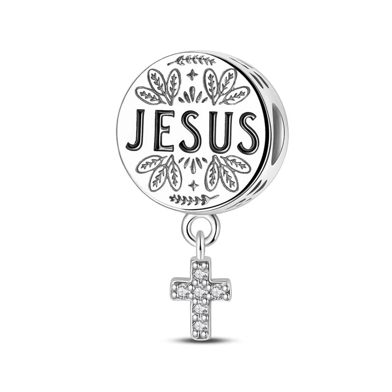 Original 925 Sterling Silver Charm Beads Classic Cross Bible Guardian Angel Charms Pendants For Bracelet DIY Birthday Jewelry