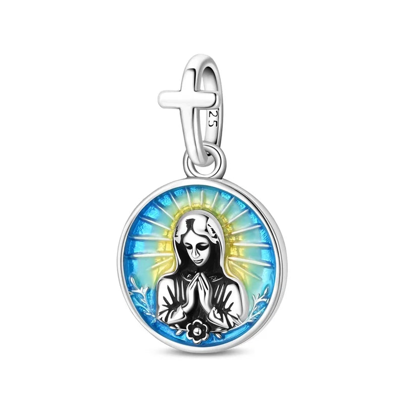 Original 925 Sterling Silver Charm Beads Classic Cross Bible Guardian Angel Charms Pendants For Bracelet DIY Birthday Jewelry