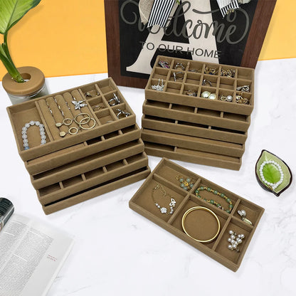1PC, Flocking Jewelry Box Jewelry Tray, Color: Brown
