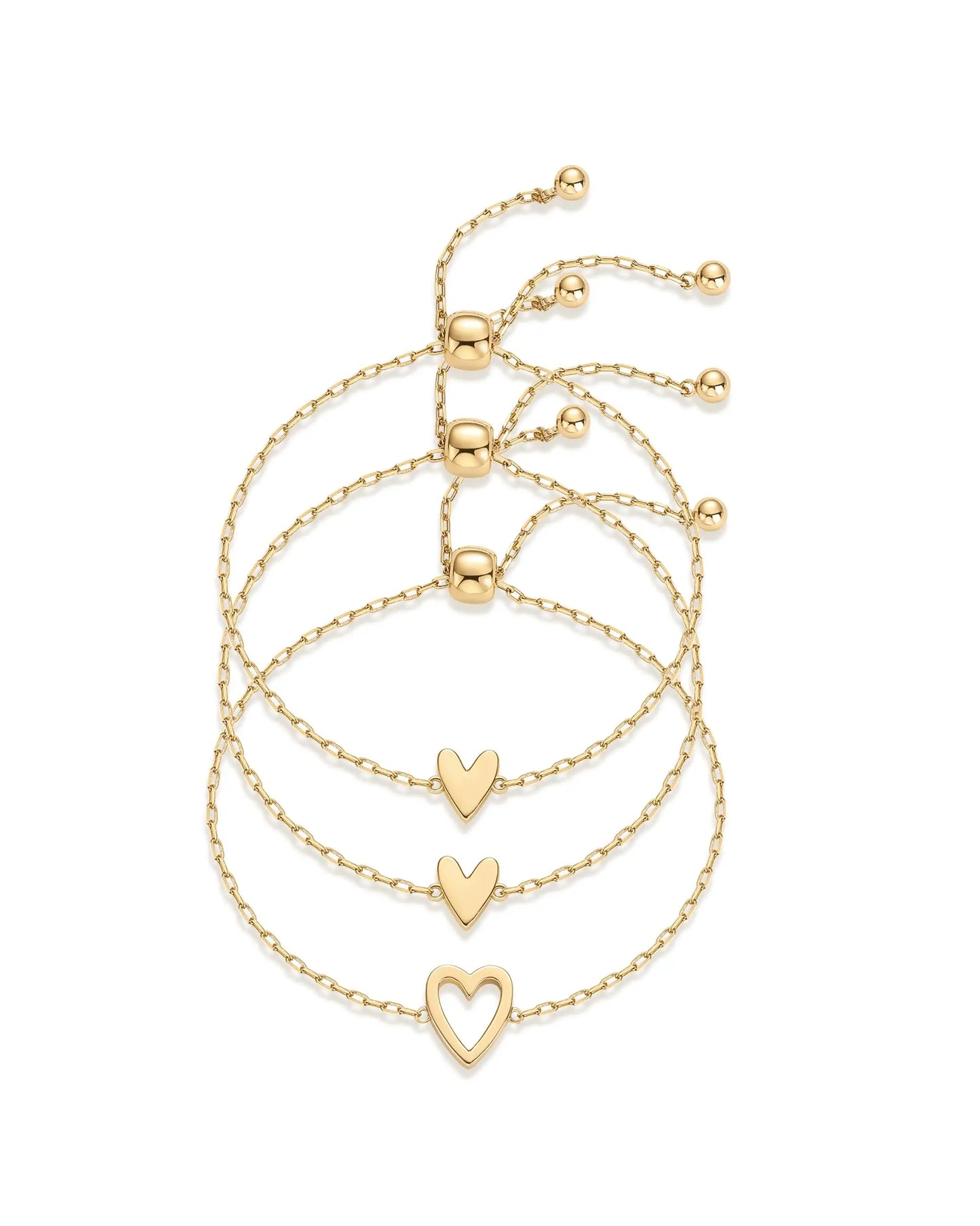 Couple Heart Pendant Single Stone Bracelet Set | Adjustable Valentine's Day Love Friendship Double Hand Chain Combination Set