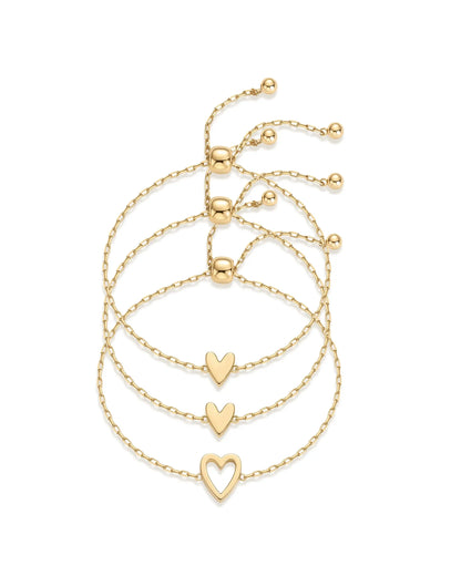 Couple Heart Pendant Single Stone Bracelet Set | Adjustable Valentine's Day Love Friendship Double Hand Chain Combination Set