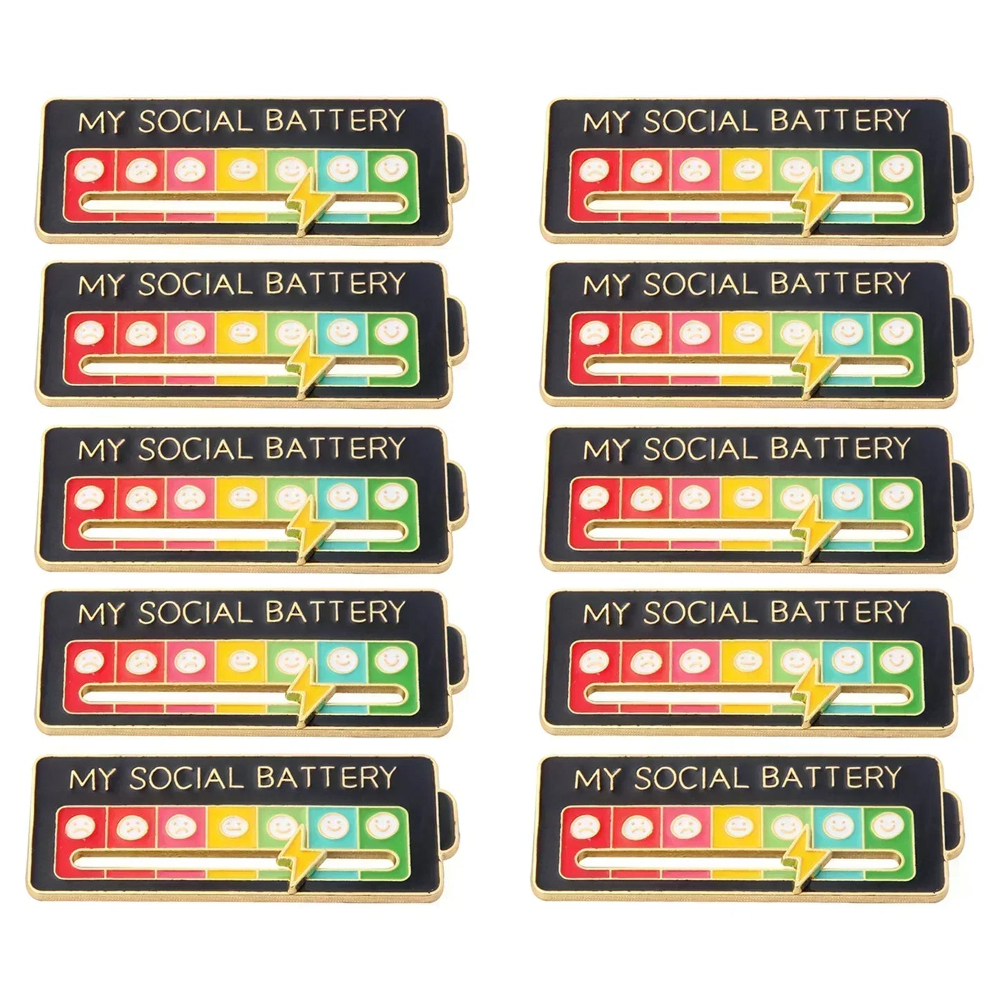 Mood Conversion Brooch Sliding Social Metal Badge Women's  Accessories  Pin Facial Expression Emotion My Social Power Badges Pin