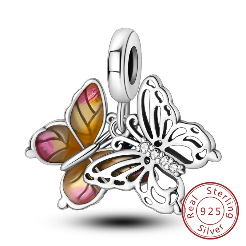Hot 925 Sterling Silver Charm Beads Butterfly Dragonfly Firefly Charms Fit Original Bracelets DIY Jewelry For Women Gift