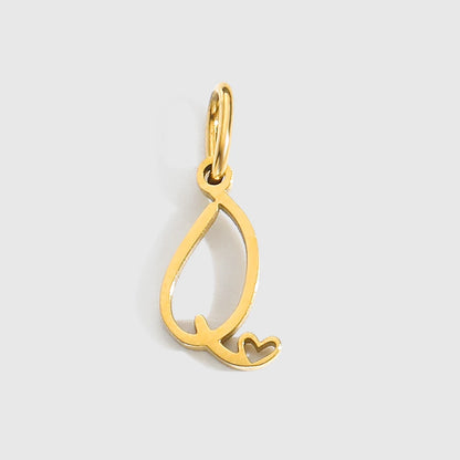 St-Delan Gold Plated Cursive Heart Initial Charms A-Z Script Alphabet Pendants for DIY Jewelry Making