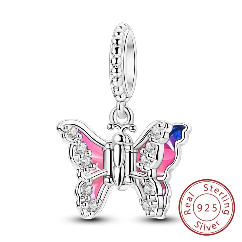 Hot 925 Sterling Silver Charm Beads Butterfly Dragonfly Firefly Charms Fit Original Bracelets DIY Jewelry For Women Gift