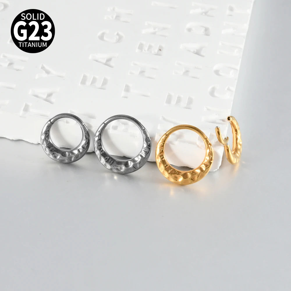 1/2/5PCS Punk Titanium Concave&Convex Crater Moon Septum Piercing Clicker Nose Rings 16G Segment Cartilage Daith Hoop Earring
