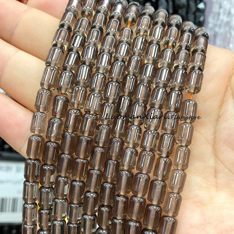 6x9MM Cylinder AA Smoky Quartz Natural Stone Loose Spacer Beads for Jewelry Making DIY Earrings Bracelets Charms Accessories