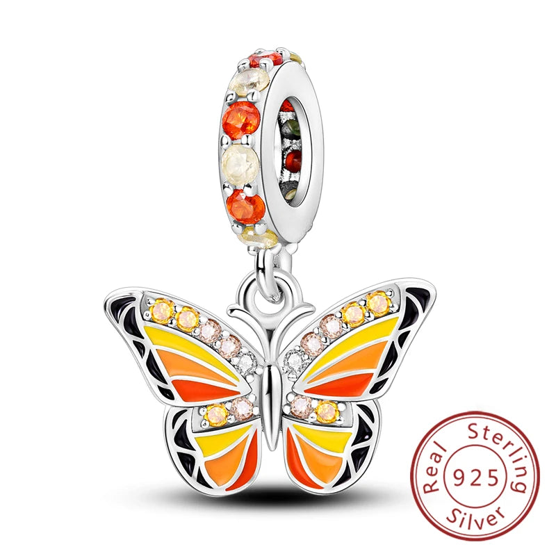 Hot 925 Sterling Silver Charm Beads Butterfly Dragonfly Firefly Charms Fit Original Bracelets DIY Jewelry For Women Gift