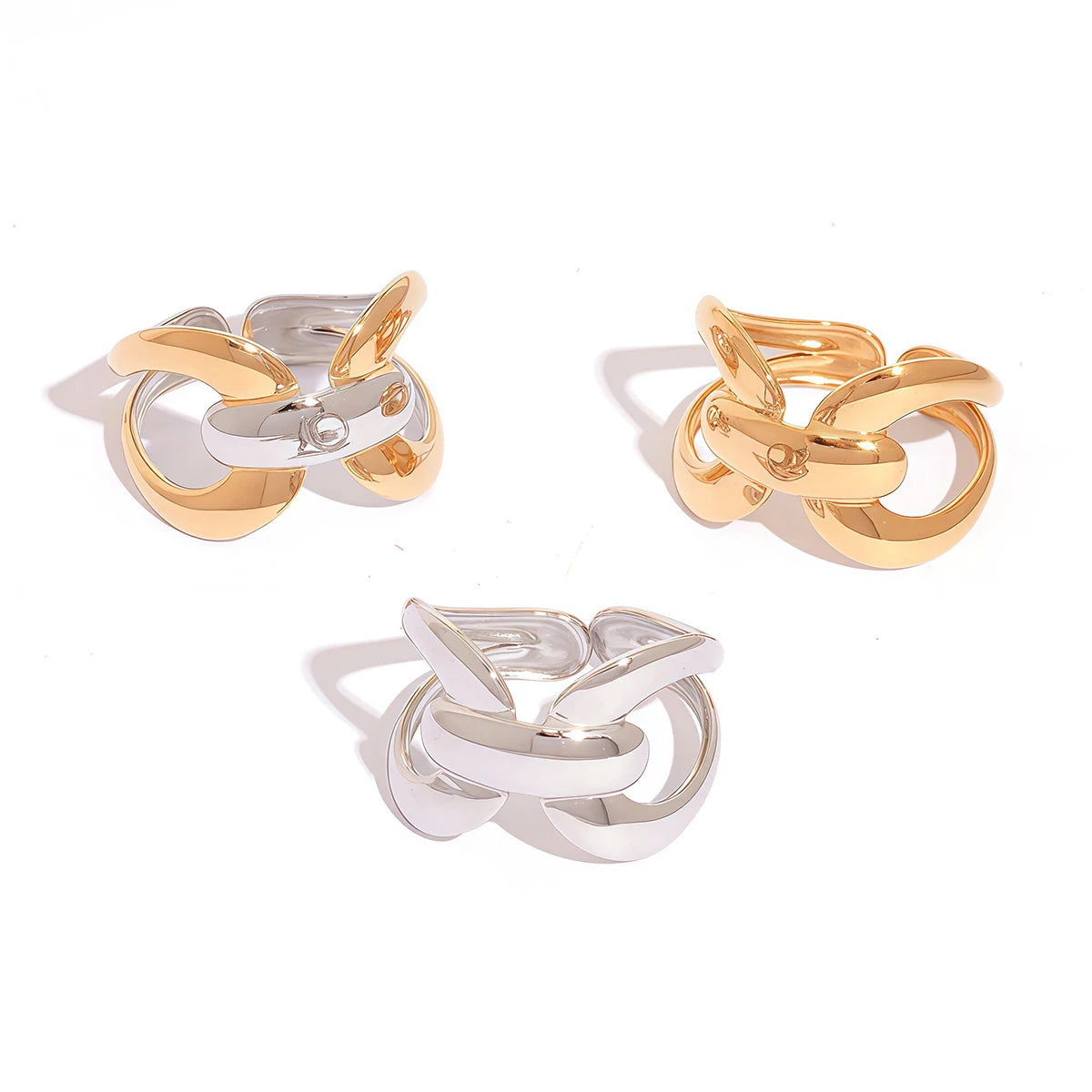 Stainless Steel Statement Ring New Design Metalic Texture 18 K Plated Finger Ring Waterproof Jewelry Bagues Pour Femme