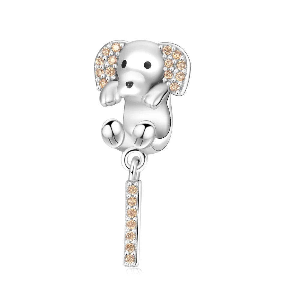 2025 New Silver Plated Elephant, Wombat, Kitten, Bear Dangle Charm Fit Pan Bracelet Bead DIY Women Cute Pet Serise Jewelry Gift
