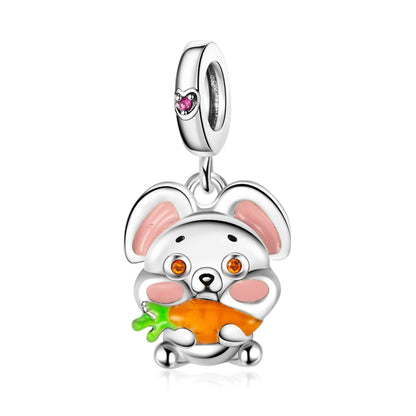 2025 New Silver Plated Elephant, Wombat, Kitten, Bear Dangle Charm Fit Pan Bracelet Bead DIY Women Cute Pet Serise Jewelry Gift