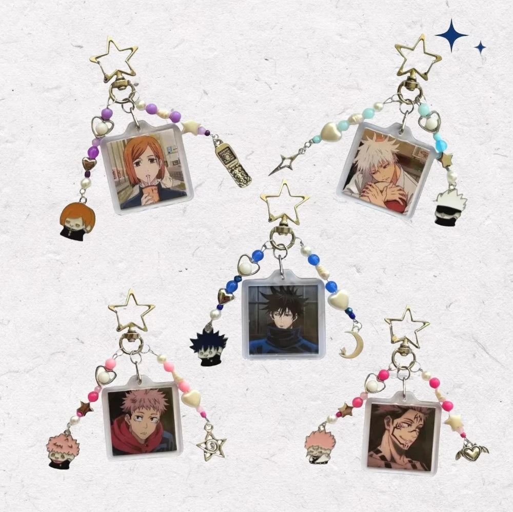 Anime Handmade Jujutsu Inspired Keychains Gojo Phone Bag Accessories Charm Party Gift For Boy and Girl Fans