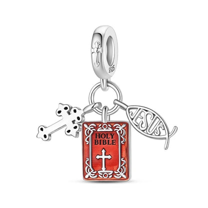 Original 925 Sterling Silver Charm Beads Classic Cross Bible Guardian Angel Charms Pendants For Bracelet DIY Birthday Jewelry