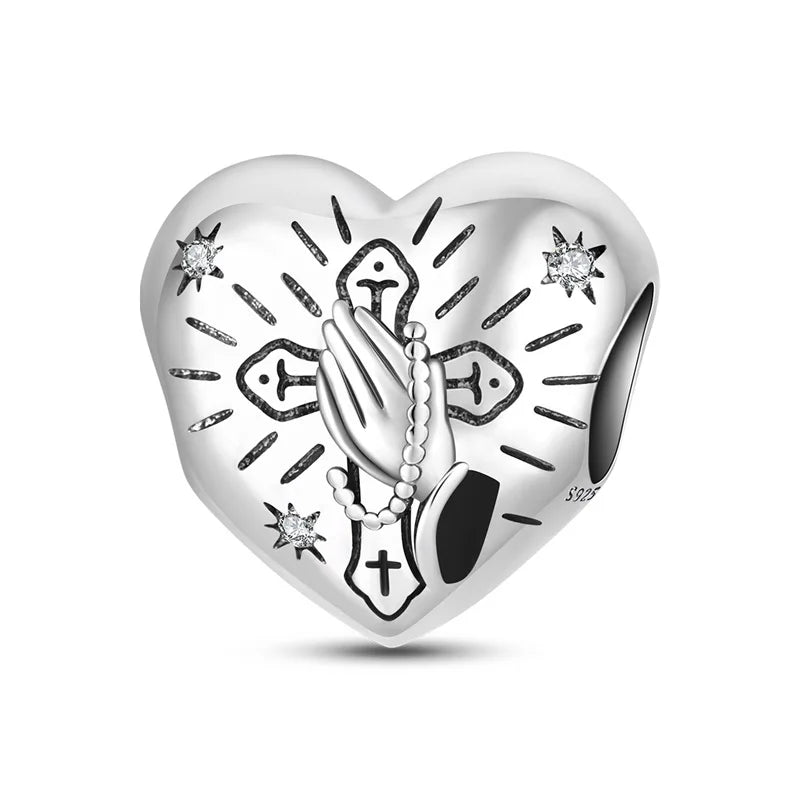 Original 925 Sterling Silver Charm Beads Classic Cross Bible Guardian Angel Charms Pendants For Bracelet DIY Birthday Jewelry