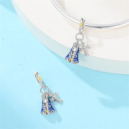 Original 925 Sterling Silver Charm Beads Classic Cross Bible Guardian Angel Charms Pendants For Bracelet DIY Birthday Jewelry
