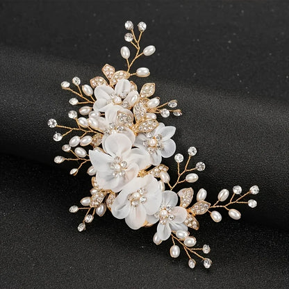 Golden Crystal Pearl Hair Comb Headband Hairband For Women Party Bridal Wedding Hair Accessories Jewelry Comb Headband Hairband