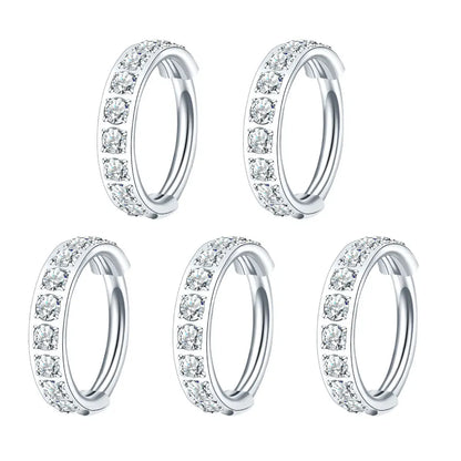 1/5PCS Titanium Nose Ring Clicker Ear Cartilage Tragus Helix Daith Round Earrings Hoops CZ 16G Hinged Segment Piercings Jewelry