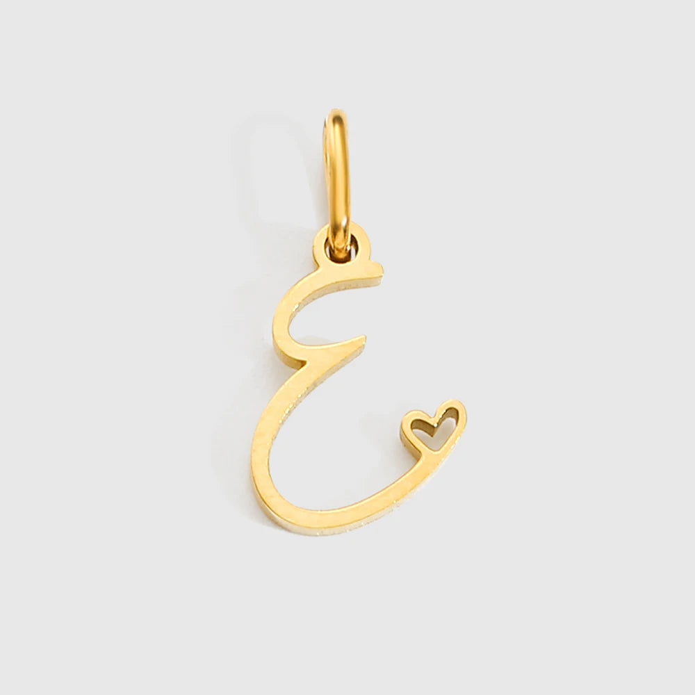St-Delan Gold Plated Cursive Heart Initial Charms A-Z Script Alphabet Pendants for DIY Jewelry Making