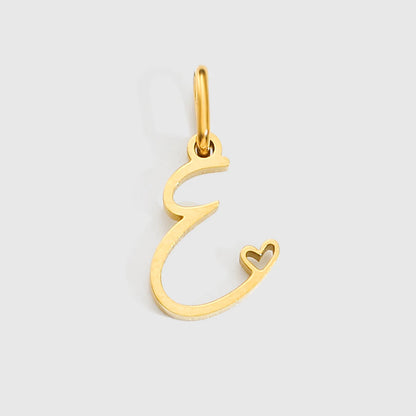 St-Delan Gold Plated Cursive Heart Initial Charms A-Z Script Alphabet Pendants for DIY Jewelry Making