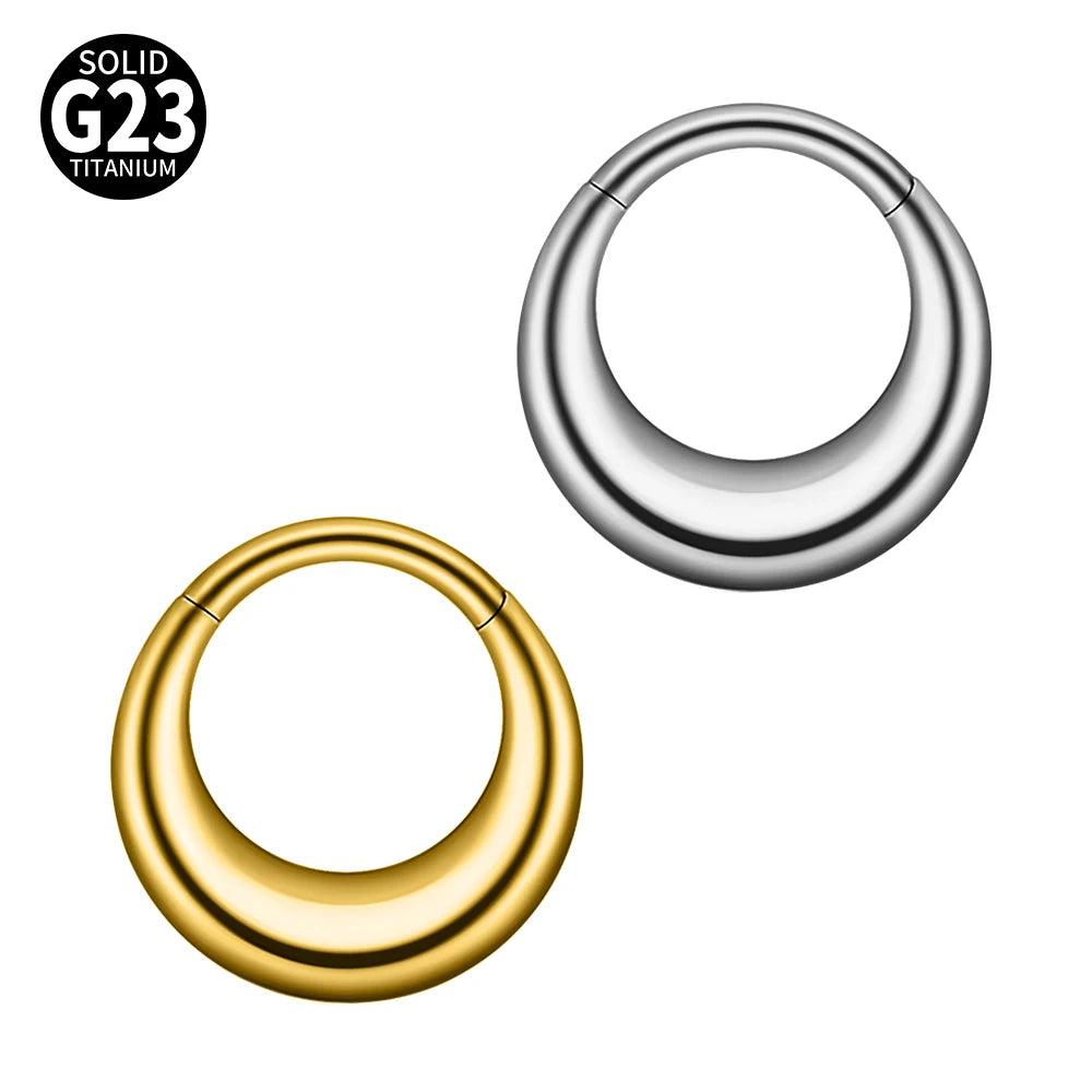 1/2/5PCS Punk Titanium Concave&Convex Crater Moon Septum Piercing Clicker Nose Rings 16G Segment Cartilage Daith Hoop Earring