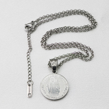 316L Stainless Steel Our Lady of Good Guard Medal Necklace With Chain Marie Julie Jahenny Cross of Forgiveness Protection Charm