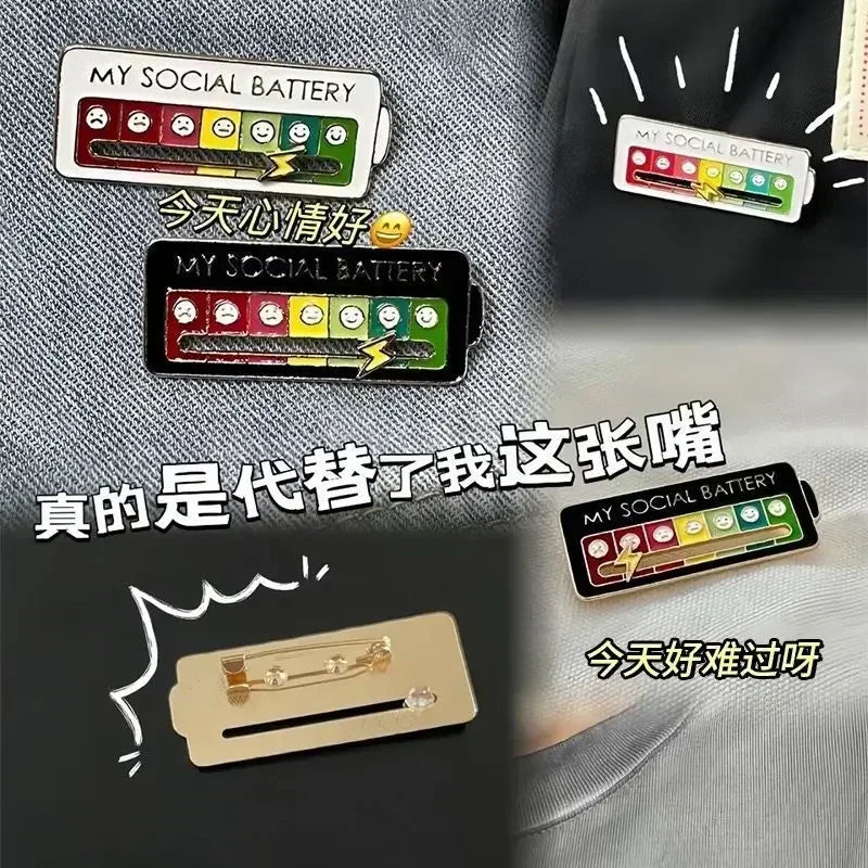 Mood Conversion Brooch Sliding Social Metal Badge Women's  Accessories  Pin Facial Expression Emotion My Social Power Badges Pin