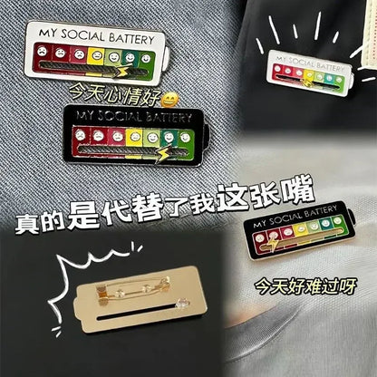 Mood Conversion Brooch Sliding Social Metal Badge Women's  Accessories  Pin Facial Expression Emotion My Social Power Badges Pin