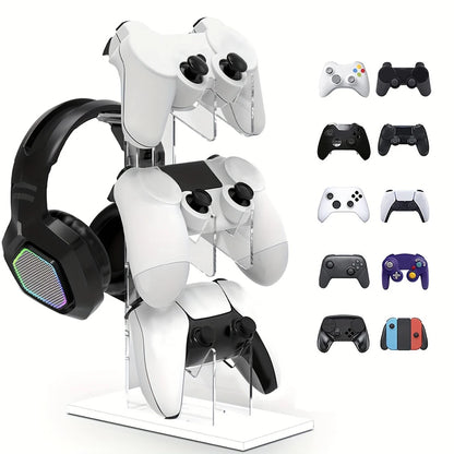 Universal 3-layer Controller Holder and Headphone Holder Game Accessories For PS5 PS4 Storage Holder Black, White, Transparent