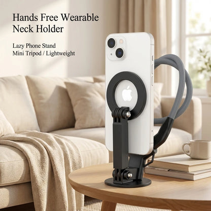 Magnetic Hanging Neck Stand for iPhone Wearable Mobile Phone Holder with Tripod Function Video Selfie Stick Suporte for Magsafe