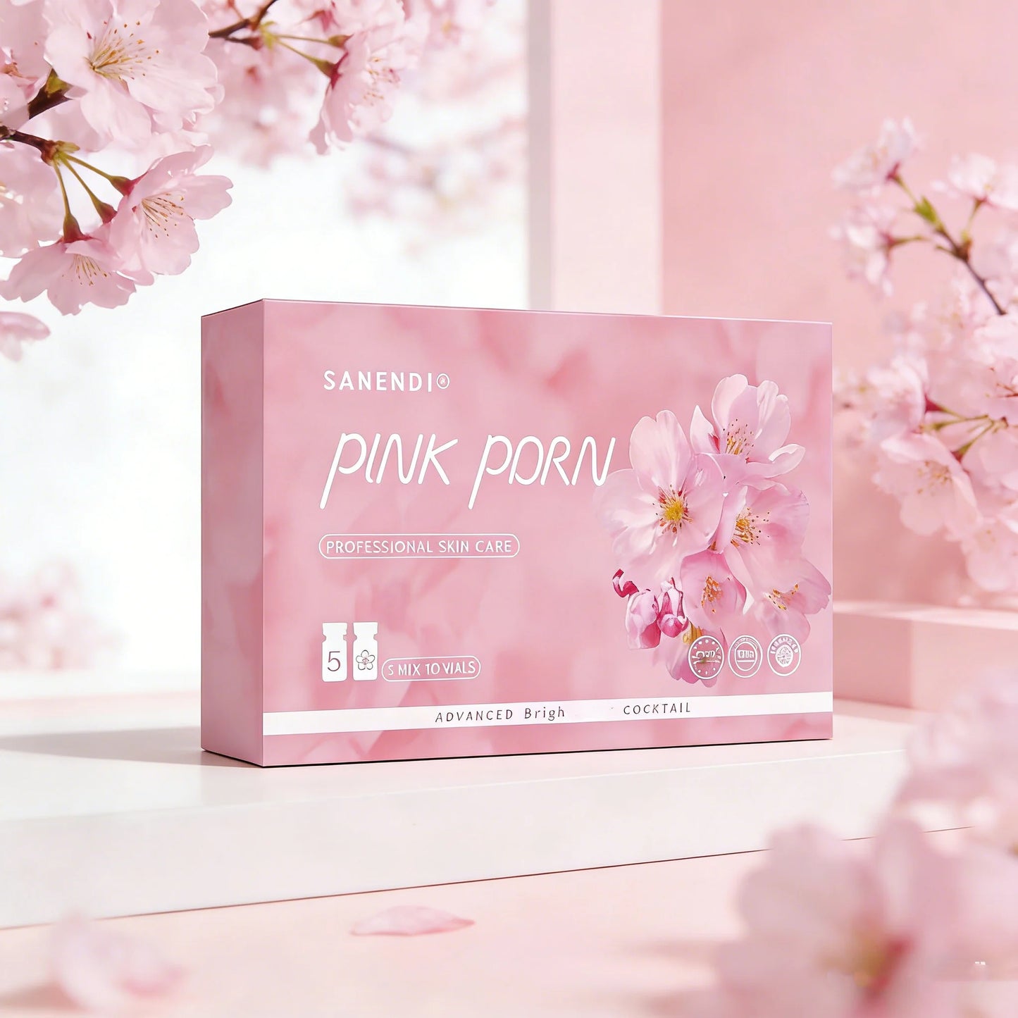 Sanendi PDRN Pink Cocktail Salmon DNA Facial Serum For Dermapen Face Glowing Hyaluronic Acid  Korean Skin Care 5mlX10vials
