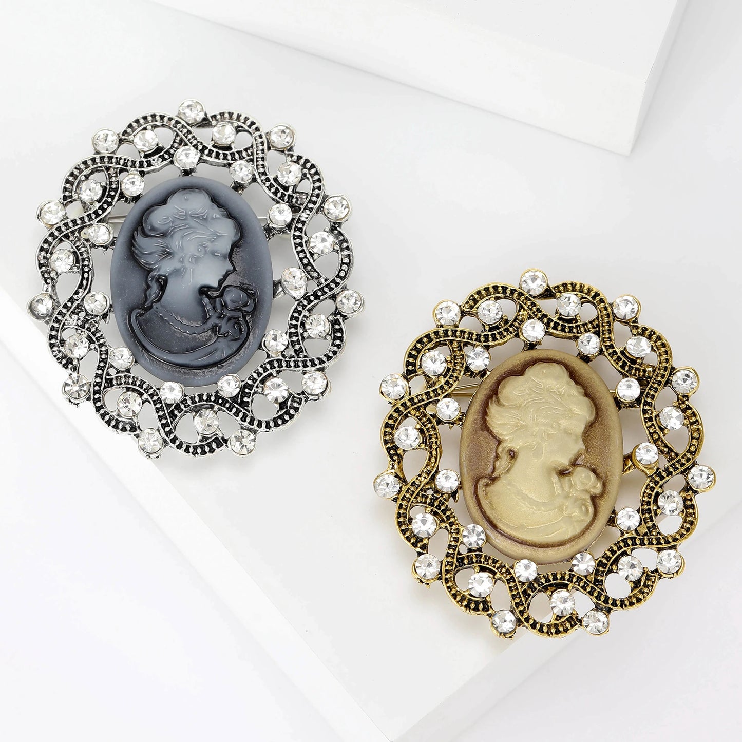 Beaut&Berry Vintage Beauty Head Brooches for Women Unisex Queen Face Pins Friends Party New Gifts Banquet Jewellery Accessories
