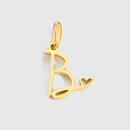 St-Delan Gold Plated Cursive Heart Initial Charms A-Z Script Alphabet Pendants for DIY Jewelry Making