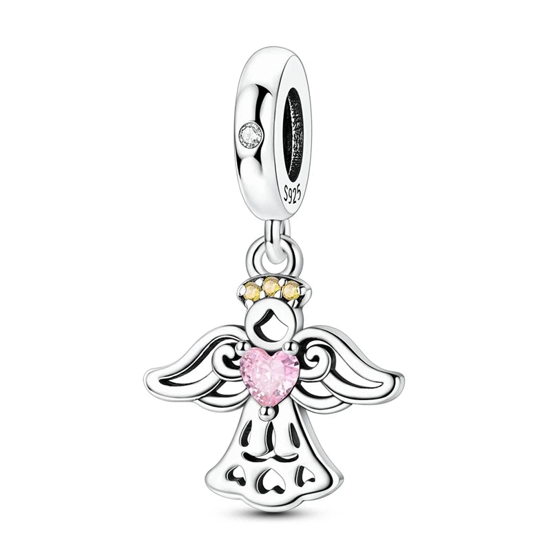 Original 925 Sterling Silver Charm Beads Classic Cross Bible Guardian Angel Charms Pendants For Bracelet DIY Birthday Jewelry