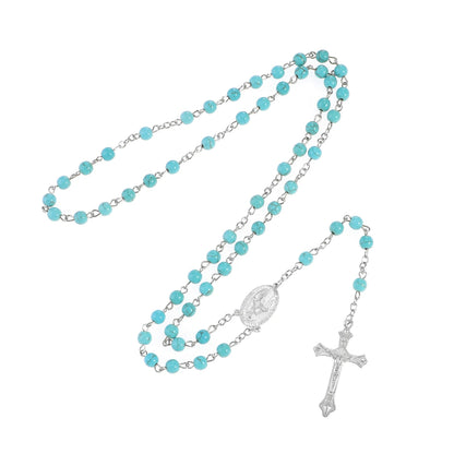 Fashion Vintage Cross Necklace Rosary Beads Chain Jesus Crucifix Virgin Mary Pendant Chain Jewelry Necklace