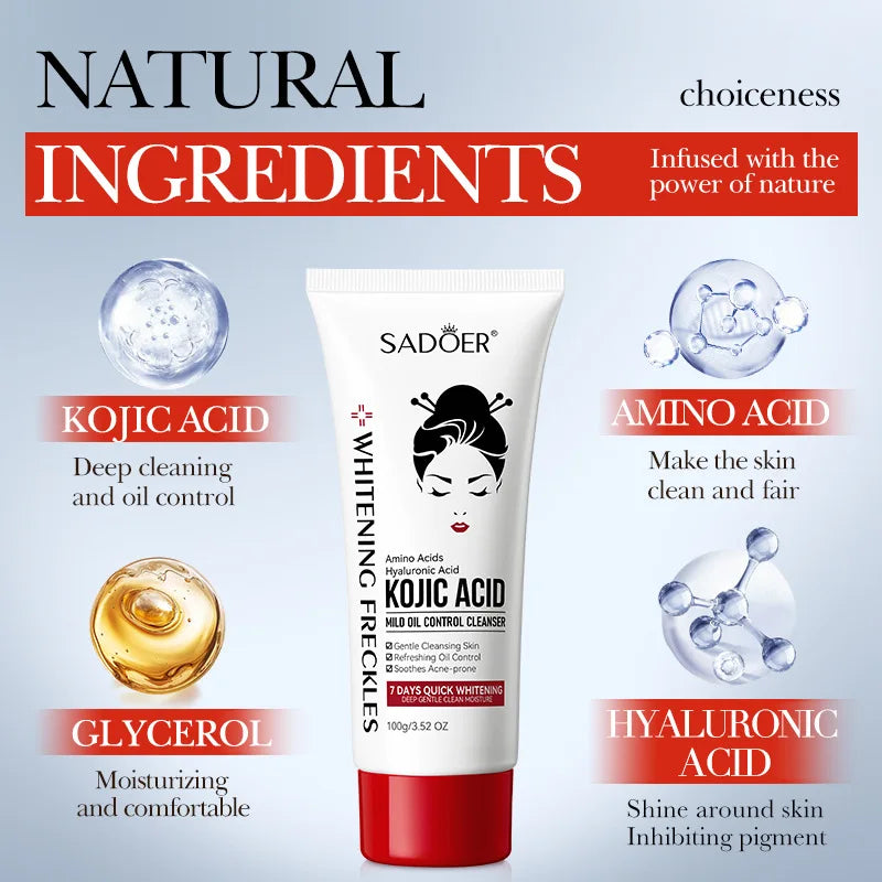 Kojic Acid Whitening Skin Care Set Cleanser Toner Serum Eye Cream Face Cream Face Whitening Anti-Aging Wrinkle Skin Care