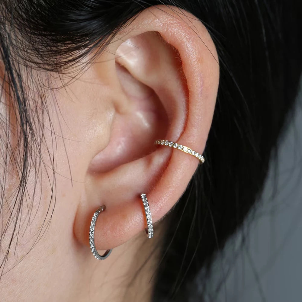 1/10PCS ASTM F136 Titanium Nose Ring 16/18G CZ Hinged Septum Clicker Hoop Tragus Daith Cartilage Helix Ear Piercing Body Jewelry