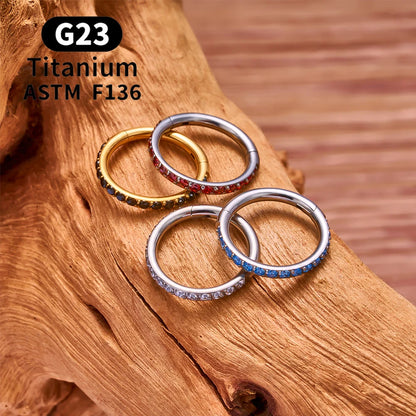 1/10PCS ASTM F136 Titanium Nose Ring 16/18G CZ Hinged Septum Clicker Hoop Tragus Daith Cartilage Helix Ear Piercing Body Jewelry