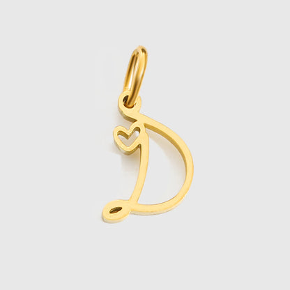 St-Delan Gold Plated Cursive Heart Initial Charms A-Z Script Alphabet Pendants for DIY Jewelry Making