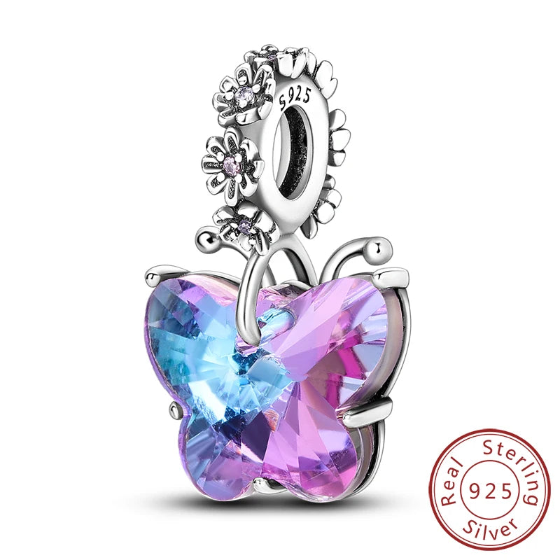 Hot 925 Sterling Silver Charm Beads Butterfly Dragonfly Firefly Charms Fit Original Bracelets DIY Jewelry For Women Gift