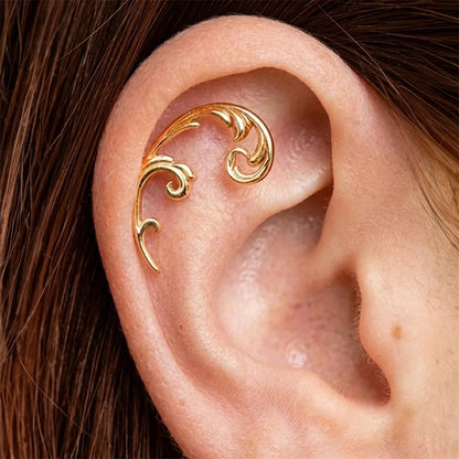 CANNER 1PC Smooth Gothic Serpentine 925 Sterling Silver Flat Head Piercing Ear Bone Nail Ins Geometric Earring Jewelry Gift