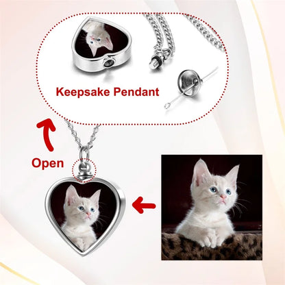Personalized Photo Heart Urn Necklace for Ashes Cremation Urns Custom Picture Engraved Necklace Keepsake Text Memorial Jewelry
