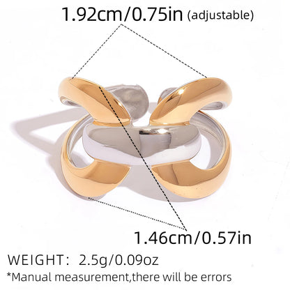 Stainless Steel Statement Ring New Design Metalic Texture 18 K Plated Finger Ring Waterproof Jewelry Bagues Pour Femme