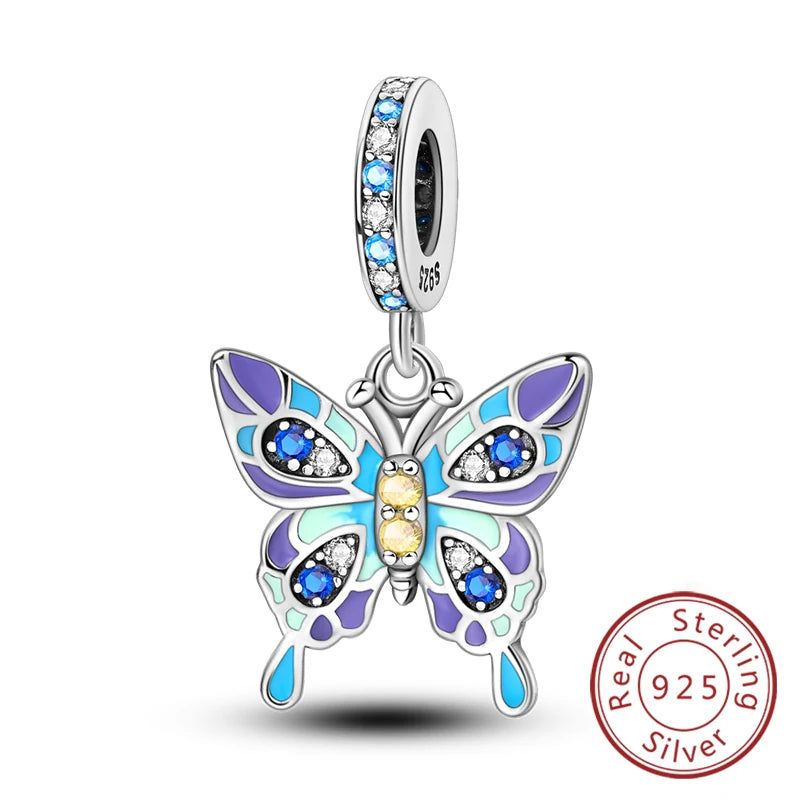 Hot 925 Sterling Silver Charm Beads Butterfly Dragonfly Firefly Charms Fit Original Bracelets DIY Jewelry For Women Gift