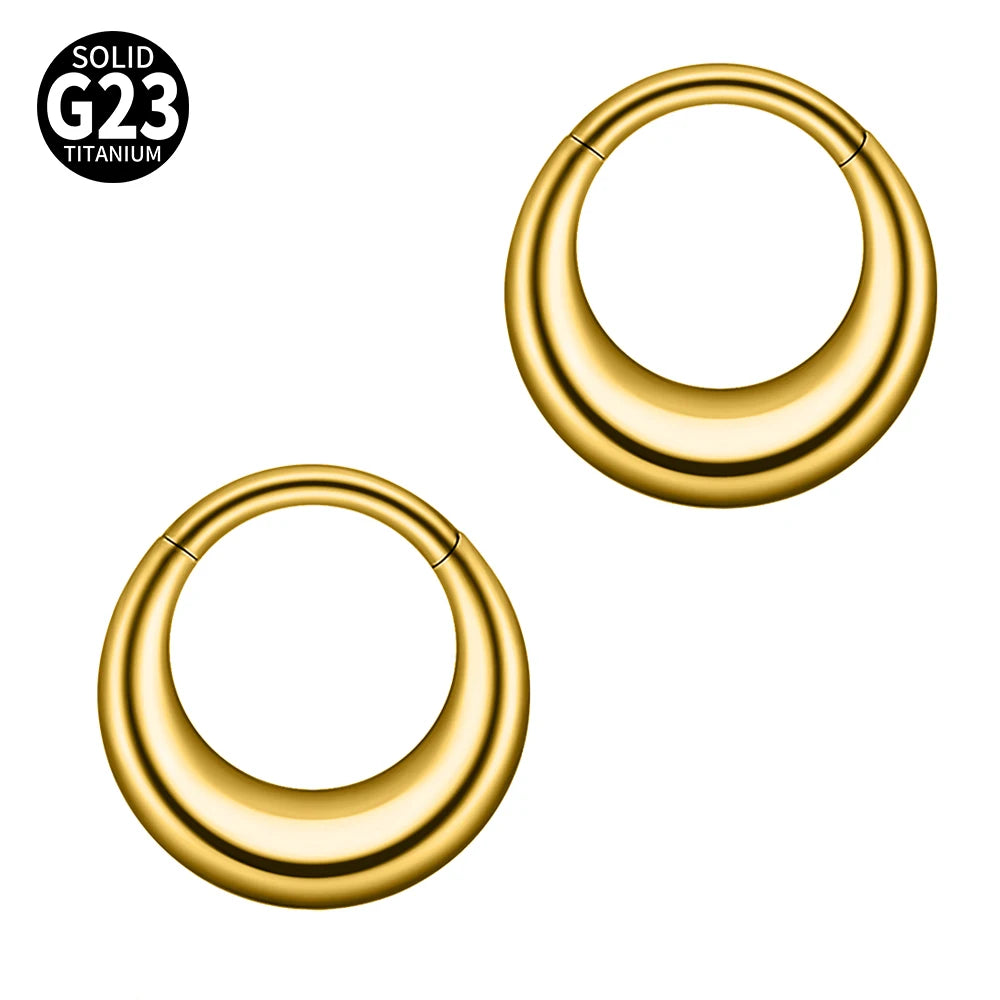 1/2/5PCS Punk Titanium Concave&Convex Crater Moon Septum Piercing Clicker Nose Rings 16G Segment Cartilage Daith Hoop Earring