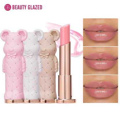 Beauty Glazed Bear Moisturizing Lipstick, Colored Lip Balm, Nourishing Lip Stick, Easy to Color, Watery